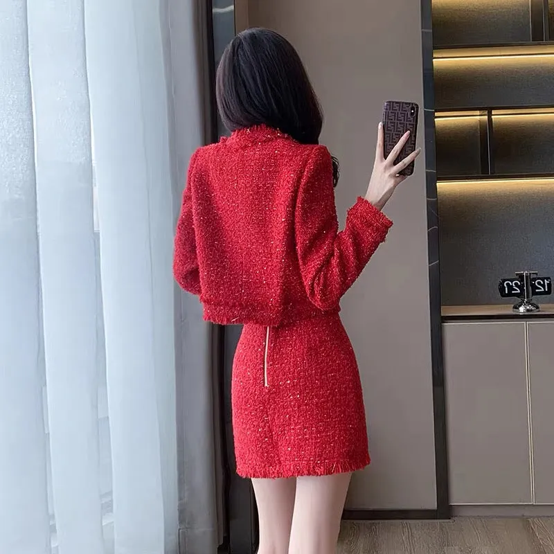 Xiaoxiangfeng sweet and spicy skirt two-piece set 2023 autumn women's new fashion hot girl suit high-end