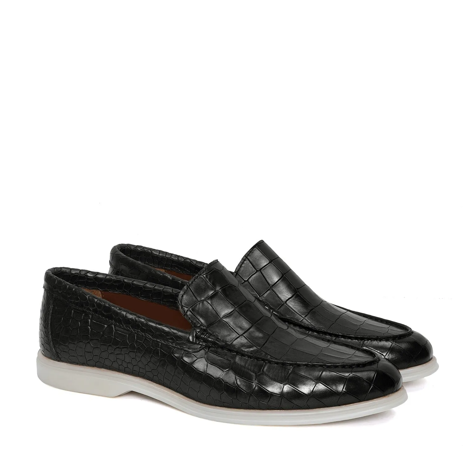 Yacht Slip-On Shoes in Black Croco