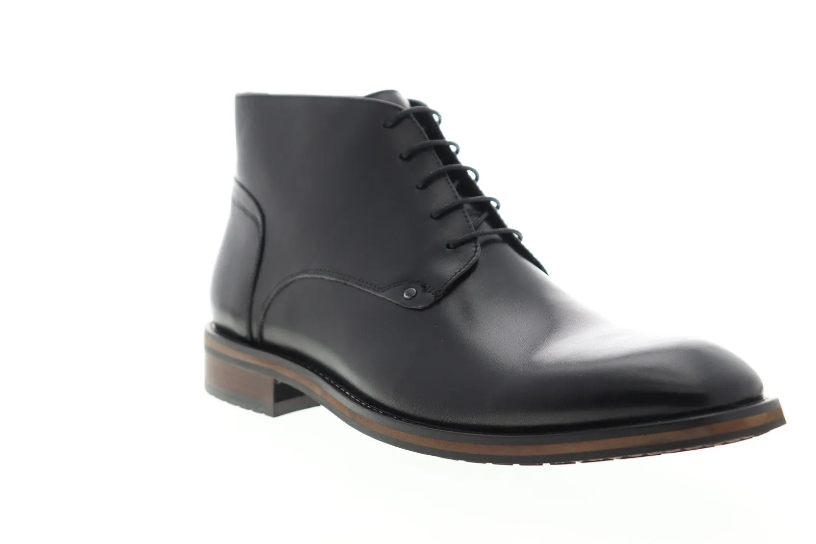 Zanzara Malta Men's Black Leather Mid Top Lace Up Chukka Boots