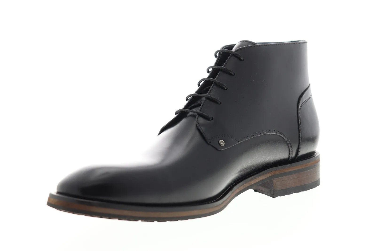 Zanzara Malta Men's Black Leather Mid Top Lace Up Chukka Boots